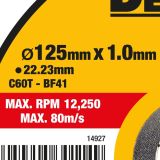 Отрезной диск DEWALT DT20595, по мультиматериалу, 125х22.23х1 мм (DT20595-QZ)