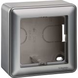 Коробка для наружного монтажа Systeme Electric (Schneider Electric) W59, 1-местная с рамкой, матовый хром KP-152-58