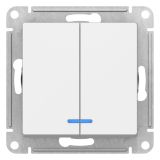 Выключатель 2-клавишный с подсветкой Systeme Electric (Schneider Electric) Atlas Design 10АХ, лотос ATN001353