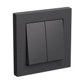 Выключатель 2-клавишный Systeme Electric (Schneider Electric) Atlas Design 10АХ, базальт ATN001452