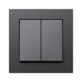 Выключатель 2-клавишный Systeme Electric (Schneider Electric) Atlas Design 10АХ, базальт ATN001452