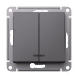 Выключатель 2-клавишный с подсветкой Systeme Electric (Schneider Electric) Atlas Design 10АХ, базальт ATN001453