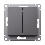 Переключатель 2-клавишный Systeme Electric (Schneider Electric) Atlas Design 10АХ, базальт ATN001465