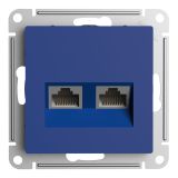 Розетка компьютерная двойная скрытой установки Systeme Electric (Schneider Electric) AtlasDesign, аквамарин ATN001185