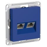 Розетка компьютерная двойная скрытой установки Systeme Electric (Schneider Electric) AtlasDesign, аквамарин ATN001185