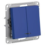 Выключатель 2-клавишный с подсветкой Systeme Electric (Schneider Electric) AtlasDesign, аквамарин ATN001153