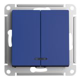 Выключатель 2-клавишный с подсветкой Systeme Electric (Schneider Electric) AtlasDesign, аквамарин ATN001153