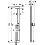 Душевая штанга hansgrohe Unica S Puro 65 cм со слайдером и шлангом Isiflex 24402000, хром