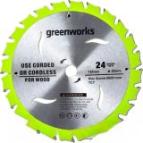 Пильный диск по дереву для циркулярной пилы Greenworks, 165x1.6x20 мм; 24T, 2955707