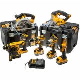 Набор инструментов DEWALT DCK699M3T: шуруповерт, гайковерт, перфоратор, пила, лобзик, фонарь, 3 Акб, ЗУ, 2 кейса TSTAK
