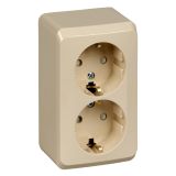 Розетка двойная с заземлением со шторками 16А Systeme Electric (Schneider Electric) Etude, кремовый PA16-008K