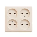 Розетка четырехместная без заземления 16А Systeme Electric (Schneider Electric) Etude, кремовый PA16-205K