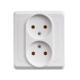 Розетка двойная без заземления 16А Systeme Electric (Schneider Electric) Etude, белый PC16-005B