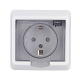 Розетка с заземлением со шторками 16А Systeme Electric (Schneider Electric) Etude, белый PC16-044B