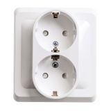 Розетка двойная с заземлением со шторками 16А Systeme Electric (Schneider Electric) Etude, белый PC16-008B