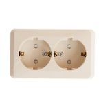 Розетка двойная с заземлением со шторками 16А Systeme Electric (Schneider Electric) Etude, кремовый PA16-008K