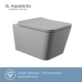 Унитаз подвесной Aqueduto MACIO 520*370 безободковый, сиденье с микролифтом, серый матовый (MACT2130)
