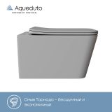 Унитаз подвесной Aqueduto MACIO 520*370 безободковый, сиденье с микролифтом, серый матовый (MACT2130)