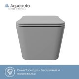 Унитаз подвесной Aqueduto MACIO 520*370 безободковый, сиденье с микролифтом, серый матовый (MACT2130)