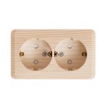 Розетка двойная с заземлением со шторками 16А Systeme Electric (Schneider Electric) Etude, сосна PA16-008D