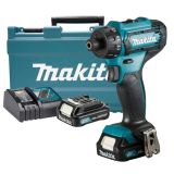 Аккумуляторный шуруповерт Makita, 30 Нм, 1700 об/мин, с 2 АКБ 2 Ач и ЗУ, в кейсе, DF033DWAE