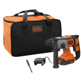 Аккумуляторный перфоратор BLACK+DECKER BCD900D1S, SDS-Plus 18В, 6650 уд/мин, 1.2 Дж, 1x2 Ач, сумка