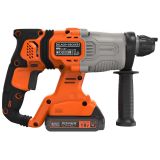 Аккумуляторный перфоратор BLACK+DECKER BCD900E2K, SDS Plus 18В, 6650 уд/мин, 1.2 Дж, 2x2.5 Ач, кейс