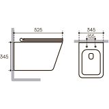 Унитаз подвесной Aqueduto MACIO Plus 525*345 безободковый, сиденье с микролифтом, черный матовый (MACТ0240)