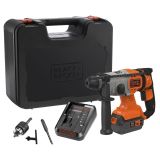 Аккумуляторный перфоратор BLACK+DECKER BCD900M1K, SDS Plus 18В, 6650 уд/мин, 1.2 Дж, 1x4 Ач, кейс