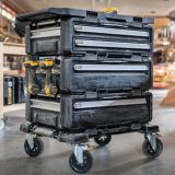 Модульная рабочая станция DEWALT TOUGHSYSTEM DXL DWST60510-1: 3 ящика для инструмента + рабочая поверхность, на колесной базе
