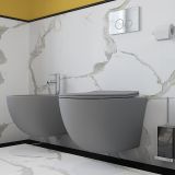 Унитаз подвесной Aqueduto OVO 525*360 безободковый, сиденье с микролифтом, серый матовый (OVO0130)