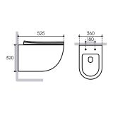 Унитаз подвесной Aqueduto OVO 525*360 безободковый, сиденье с микролифтом, серый матовый (OVO0130)