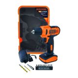 Компактная аккумуляторная дрель-шуруповерт BLACK+DECKER LD12SP, 900 об/мин, кейс, зарядное устройство, оснастка