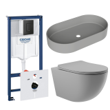 Комплект инсталляции GROHE Solido 38811KF0 с унитазом Aqueduto OVO OVOT2130 и раковиной Aqueduto ESPIRAL ESP0230 (NW0619)