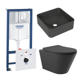 Комплект инсталляции GROHE Rapid SL 38775001 с унитазом Aqueduto CONE CONT2140 и раковиной Aqueduto ESPIRAL ESP0340 (NW0566)