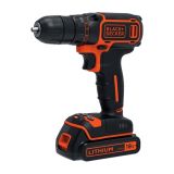 Аккумуляторная дрель-шуруповерт BLACK+DECKER BDCDC18B, 18В, 2 аккумулятора 1.5Ач, 650 об/мин, 10.3/30 Нм
