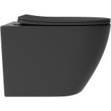 Унитаз подвесной Aqueduto OVO Plus 520*365 безободковый, сиденье с микролифтом, черный матовый (OVOT0240)