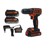 Аккумуляторная дрель-шуруповерт BLACK+DECKER BDCDC18B, 18В, 2 аккумулятора 1.5Ач, 650 об/мин, 10.3/30 Нм