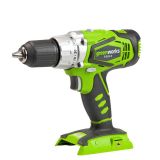 Аккумуляторная дрель-шуруповерт ударная Greenworks G24DD, 24 В, 56 Нм, 26250 уд/мин, без АКБ и ЗУ, 3701507