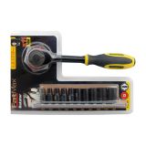 Рукоятка с храповым механизмом FatMax с торцевыми головками STANLEY 0-94-607, 1/4'' (11 предметов)