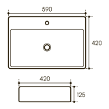 Раковина накладная Aqueduto ESPIRAL, прямоугольная 420*590, белый глянцевый (ESP0510))