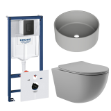 Комплект инсталляции GROHE Solido 38811KF0 с унитазом Aqueduto OVO OVOT2130 и раковиной Aqueduto ESPIRAL D400 ESP0130 (NW0595)