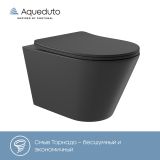 Унитаз подвесной Aqueduto CONE 525*360 безободковый, сиденье с микролифтом, черный матовый (CONT2140)