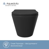 Унитаз подвесной Aqueduto CONE 525*360 безободковый, сиденье с микролифтом, черный матовый (CONT2140)