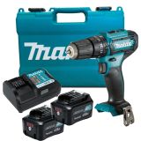 Аккумуляторная ударная дрель-шуруповерт Makita HP333DWME, 1700 об/мин, с 2 АКБ 4 Ач и ЗУ, в кейсе