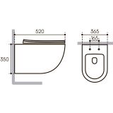 Унитаз подвесной Aqueduto OVO Plus 520*365 безободковый, сиденье с микролифтом, черный матовый (OVOT0240)