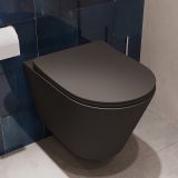 Унитаз подвесной Aqueduto CONE 525*360 безободковый, сиденье с микролифтом, черный матовый (CON0140)