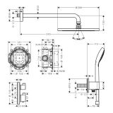 Душевая система hansgrohe Croma 280 1jet скрытого монтажа с термостатом Ecostat S 27954000, хром