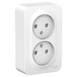 Розетка двойная без заземляющего контакта со шторками и с изолирующей пластиной 16A 250В Systeme Electric (Schneider Electric) Blanca BLNRA001211, Белый