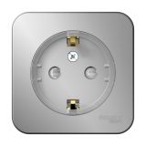 Розетка с заземляющим контактом и шторками (компакт) с изолирующей пластиной 16А 250В Systeme Electric (Schneider Electric) Blanca BLNRA111113, Алюминий